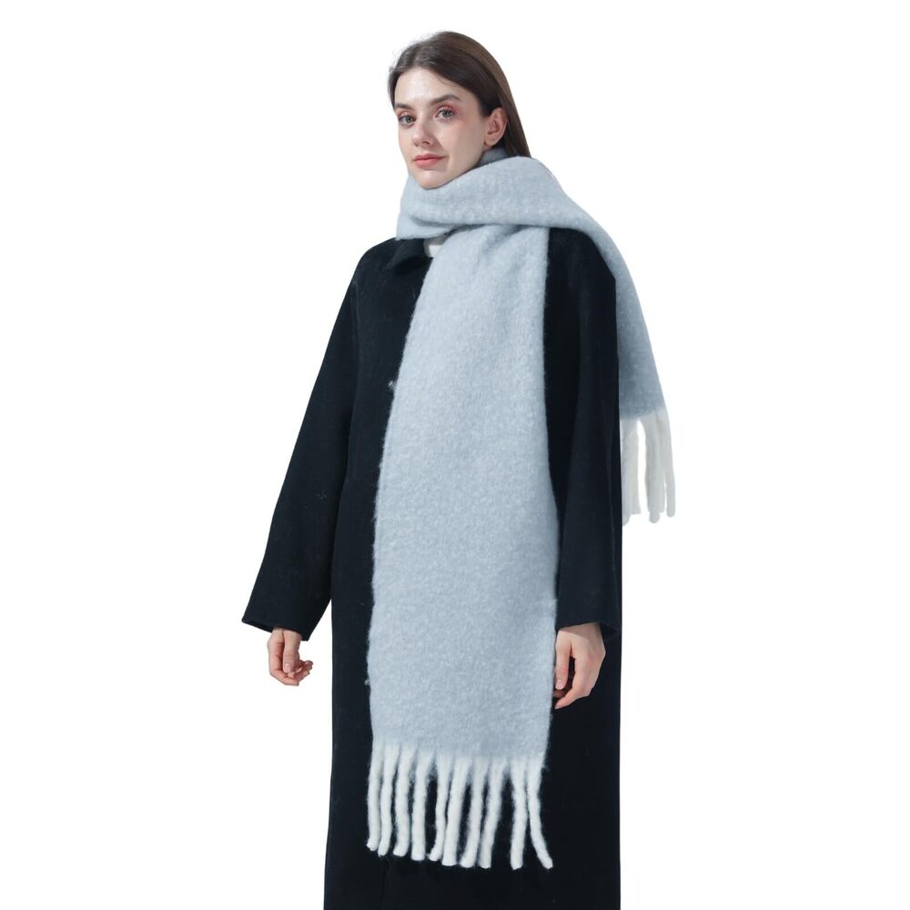 Womens Scarf Winter Solid Wool Blend Blanket Long… - image 4